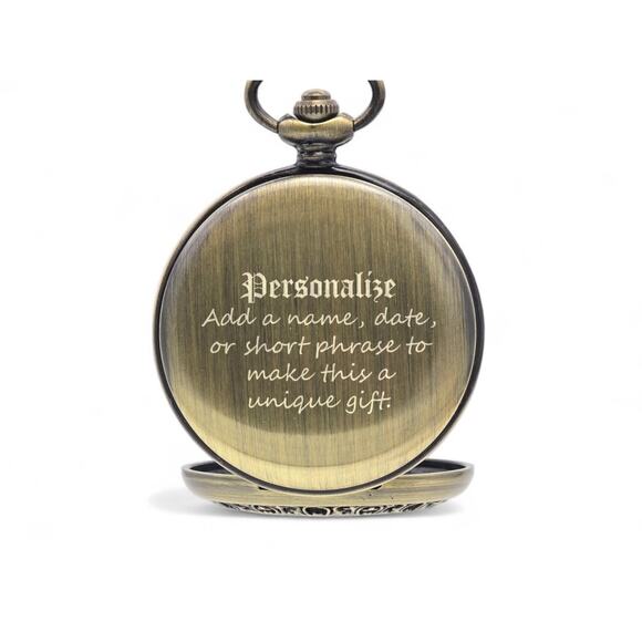 Wooden Pocket Watch – Vintage Look Classic Wood Face Antique-Style Keepsake Gift - Picture 7 of 10